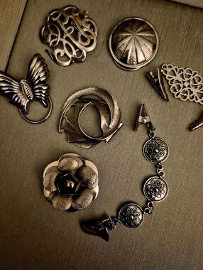 Vintage Silver-Tone Scarf Clip Sweater Guard Cardigan Clip Lot Of 7